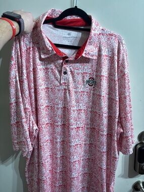 Colosseum Red and White Ohio State Icon-Pattern Polo 4XLT